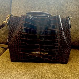 Rooney and Bourke Chocolate Brown Croco embossed Leather